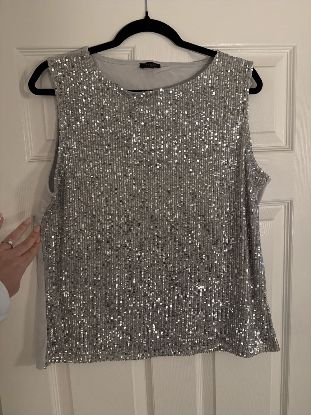 Talbots Silver Sequin Sleeveless Top Large NWOT